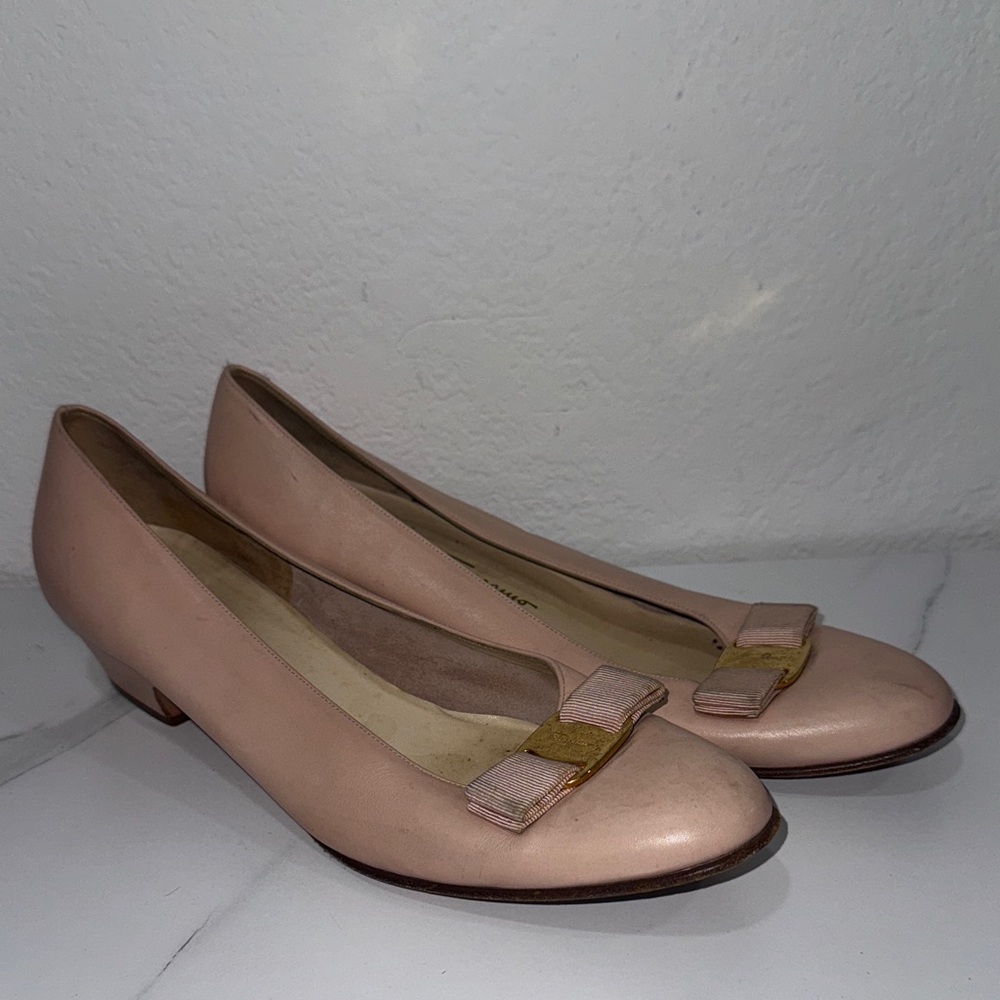 SALVATORE FERRAGAMO LILLAZ PINK CALF FLATS WITH BOW